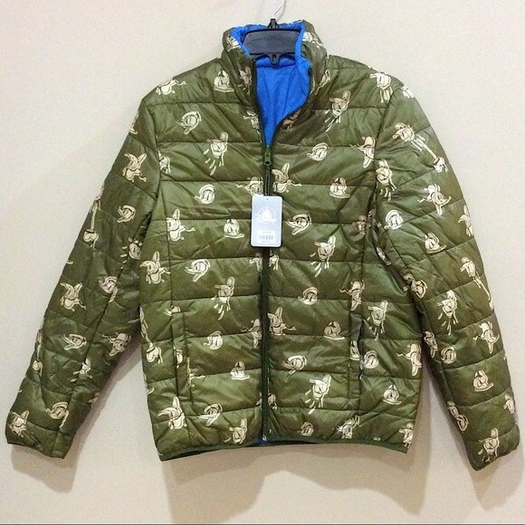 Disney Donald Duck Puffer Jacket Reversible Sz Small NWT Character Winter Unisex - Picture 1 of 6